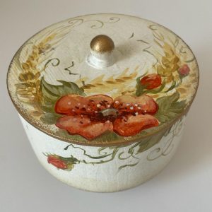 Bomboniera de lemn Suba Decor, pictata manual cu mac