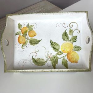 Tava dreptunghiulara, pictata cu lamai