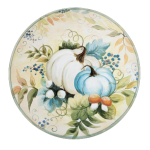 platou rotund din lemn pictat cu dovlecei