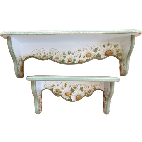 set de doua etajere pictate cu margarete